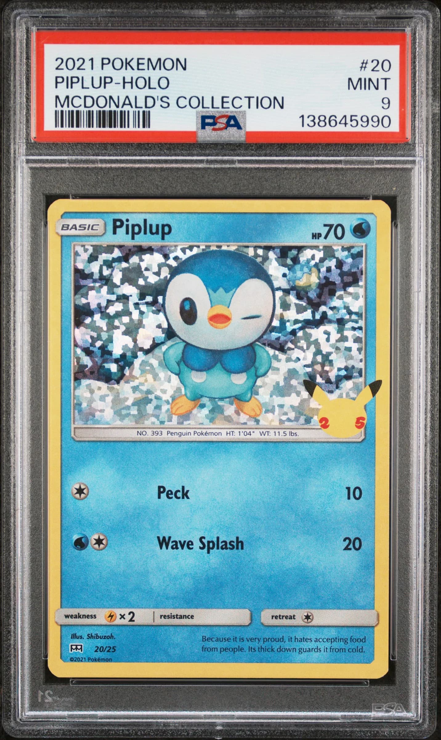 2021 #20 Piplup-Holo PSA 9 Mcdonald's Collection Pokemon Pokemon Mcdonald's Collection #20 PSA 9