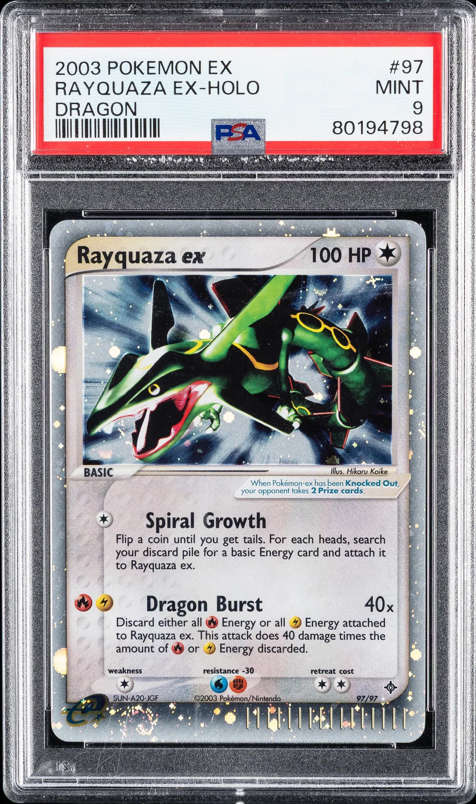 2003 #97 Rayquaza EX-Holo PSA 9 EX Dragon Pokemon Pokemon EX Dragon #97 PSA 9