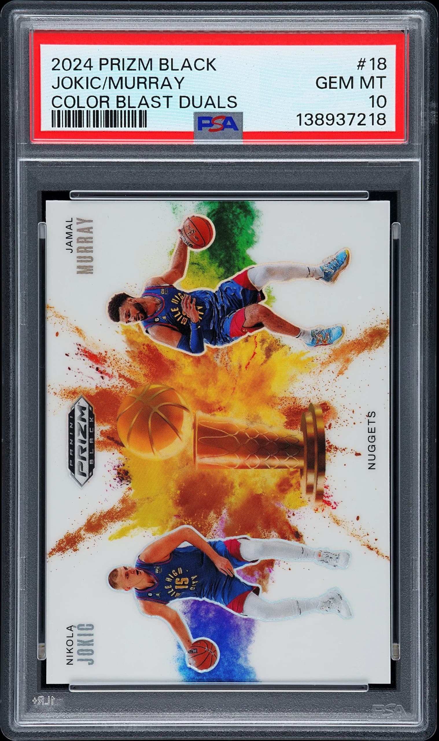2024 #18 Jamal Murray/Nikola Jokic PSA 10 Panini Prizm Black Color Blast Duals Basketball Panini Prizm Black Color Blast Duals #18 PSA 10