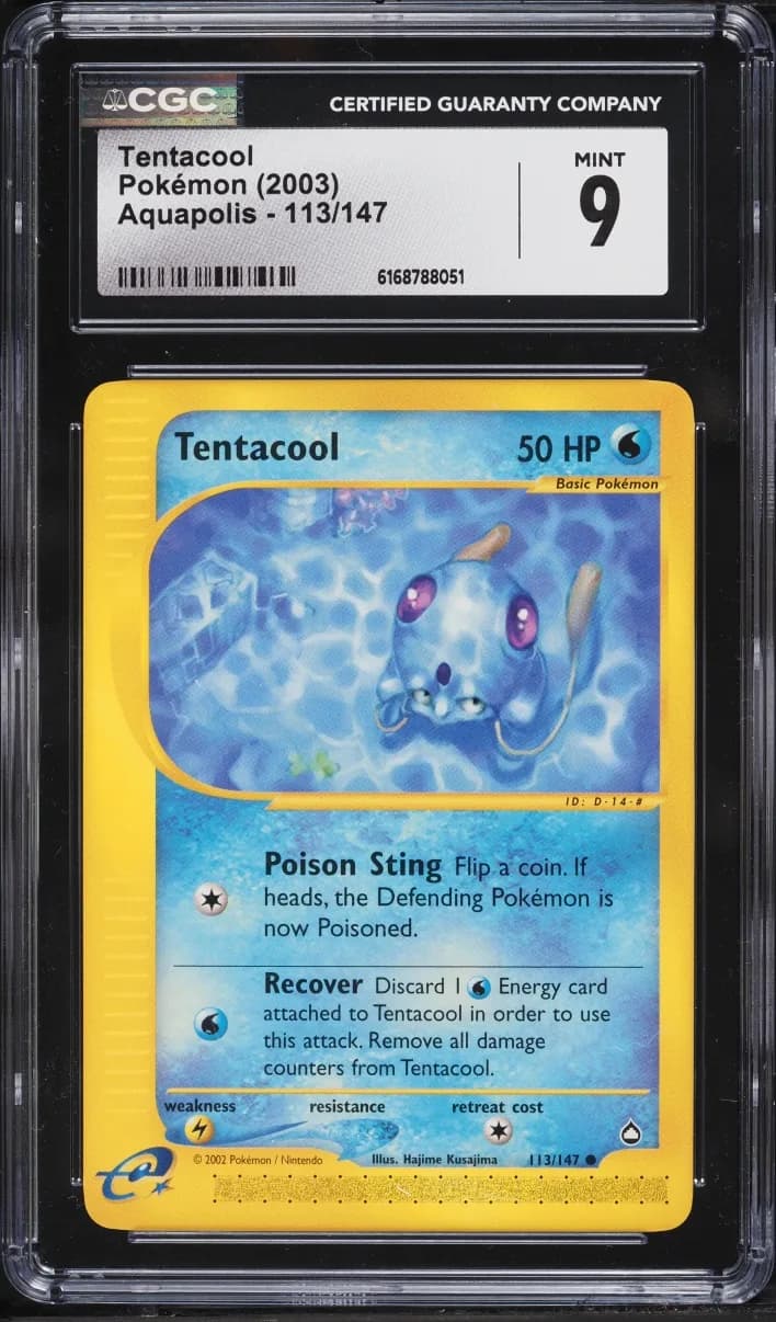 2003 Pokemon Aquapolis Tentacool #113 CGC 9 MINT Aquapolis - English #113/147 CGC 9