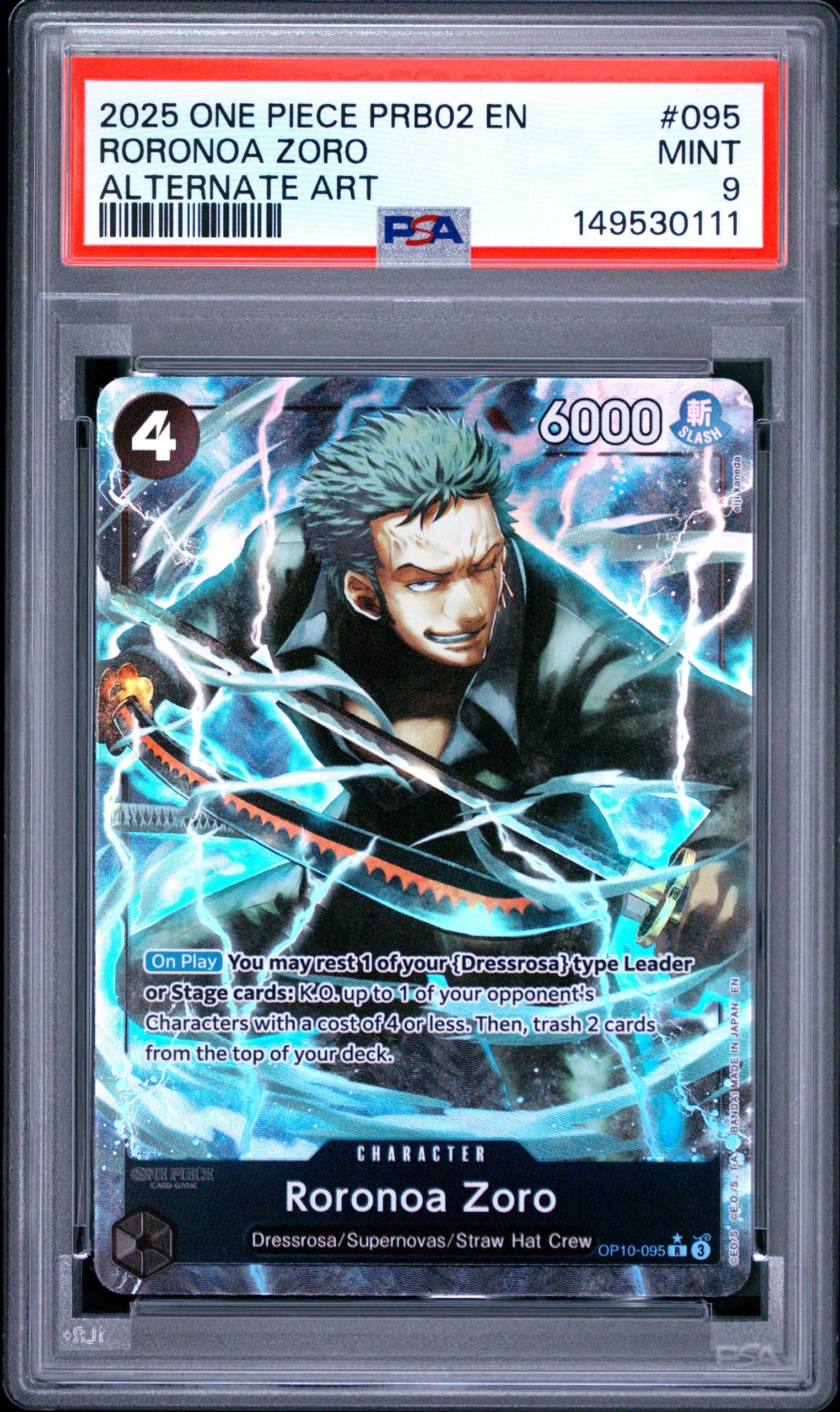 2025 #095 Roronoa Zoro PSA 9 One Piece PRB02-Premium Booster -One Piece Card the Best- Vol.2 One Piece PRB02-Premium Booster -One Piece Card the Best- Vol.2 #095 PSA 9