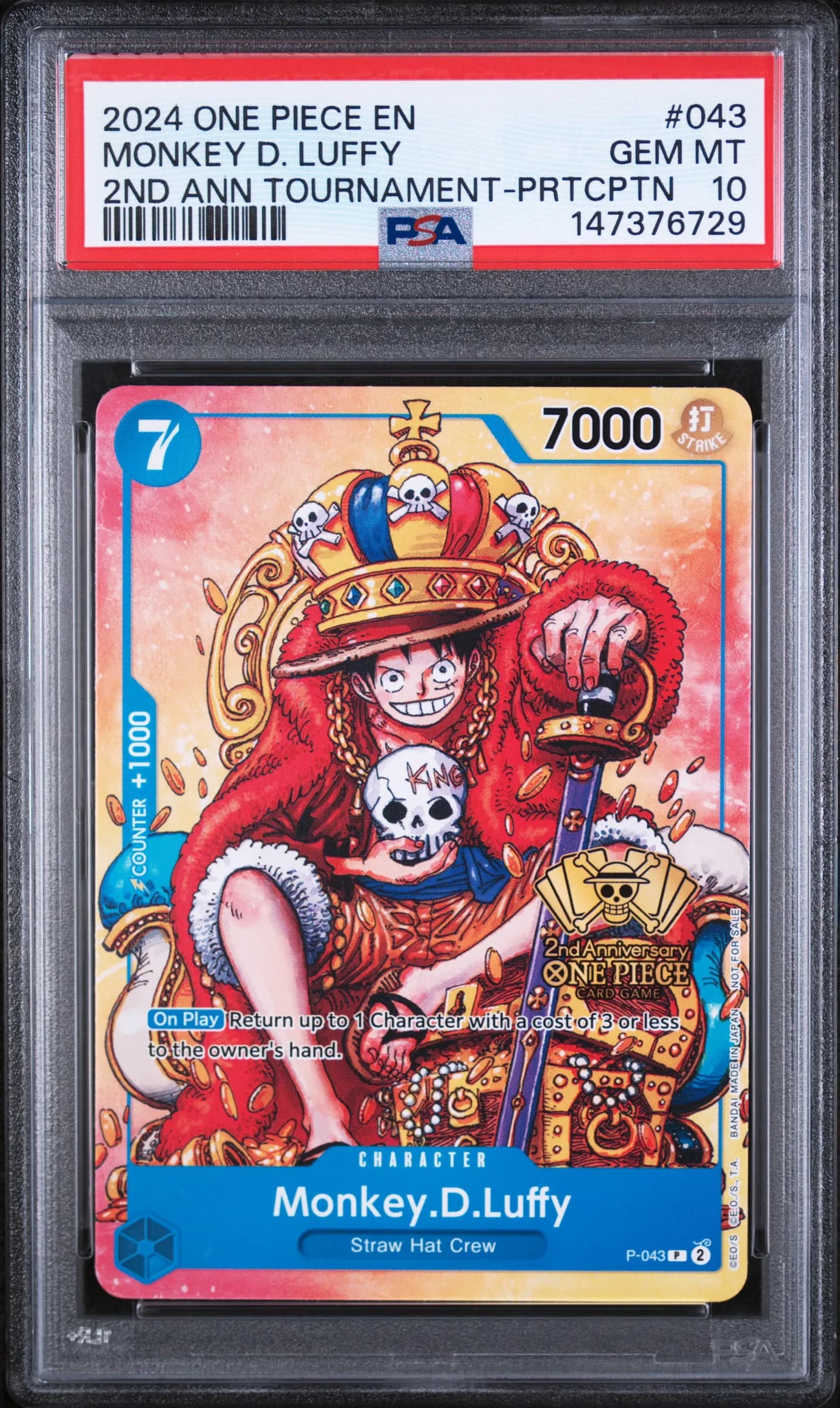 2024 #043 Monkey D. Luffy PSA 10 One Piece Promos #043 PSA 10