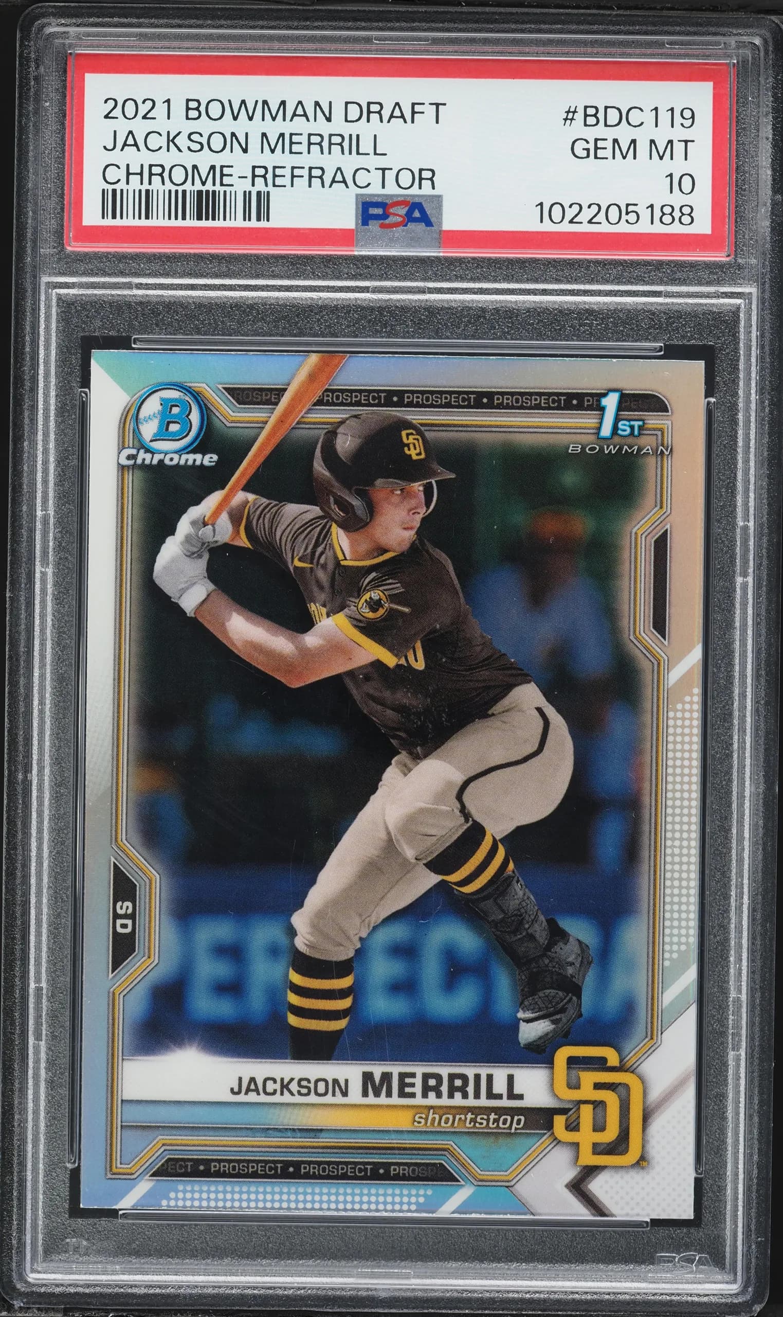 2021 #BDC119 Jackson Merrill PSA 10 Bowman Draft Baseball Bowman Draft #BDC119 PSA 10