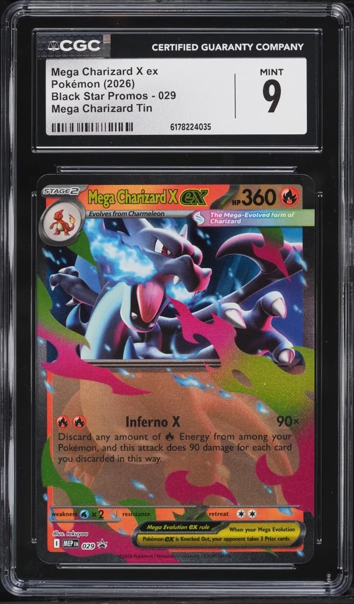2026 Pokemon Mega Evolution Black Star Promo Tin Mega Charizard X ex #29 CGC 9 MINT Black Star Promos - Mega Evolution MEP EN - English #029 CGC 9